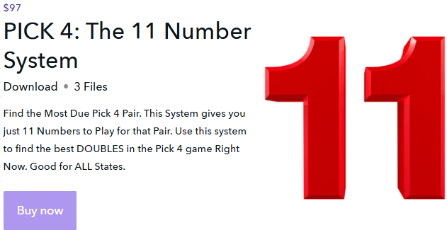 11 Number Pick 4 System 